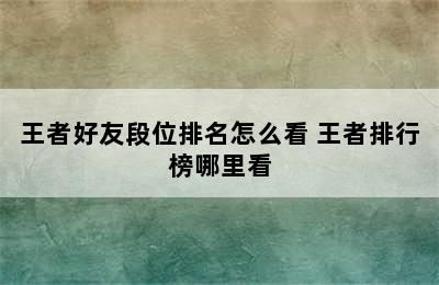 王者好友段位排名怎么看 王者排行榜哪里看